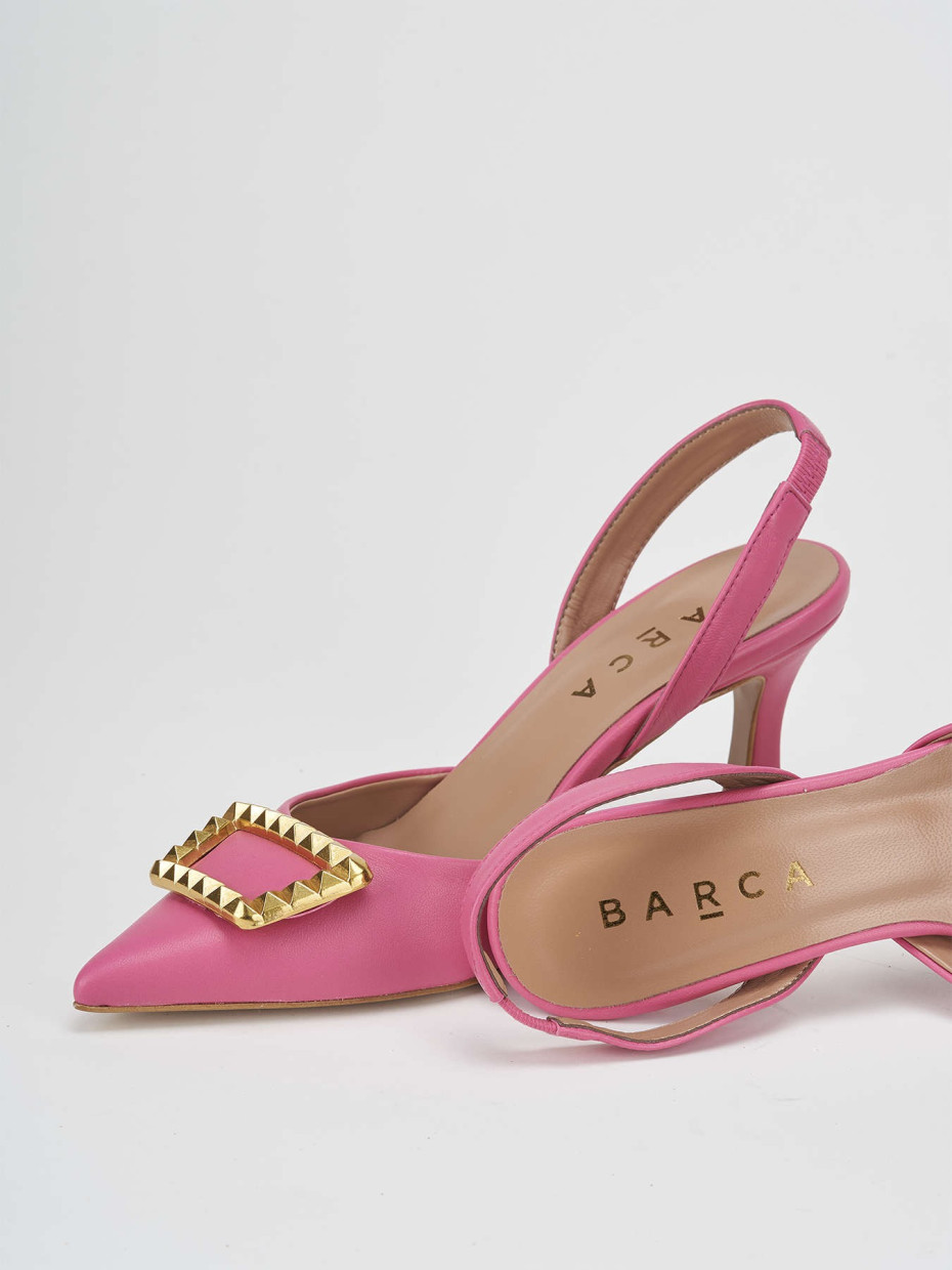 Décolleté e slingback tacco 7cm pelle rosa