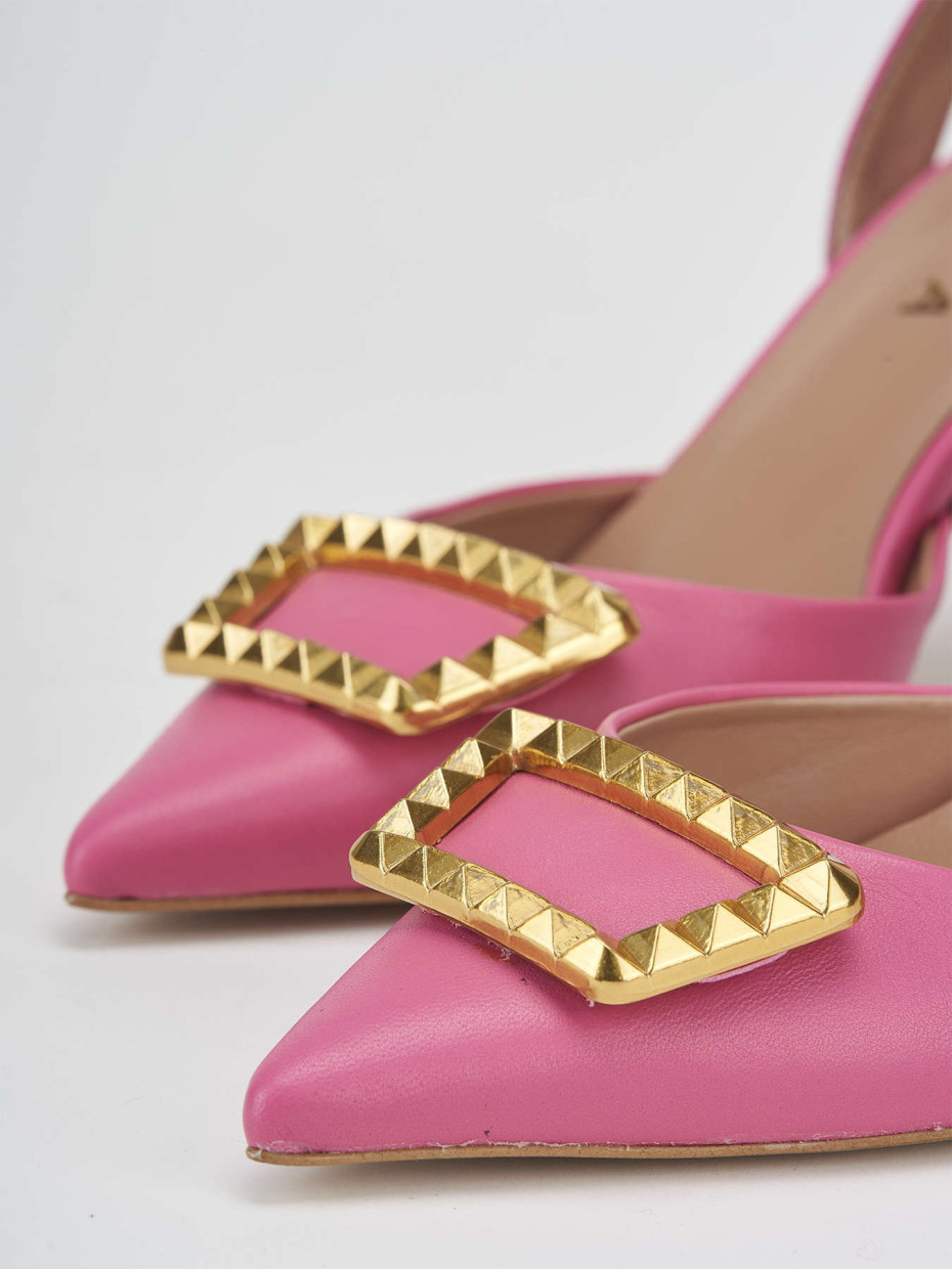 Décolleté e slingback tacco 7cm pelle rosa