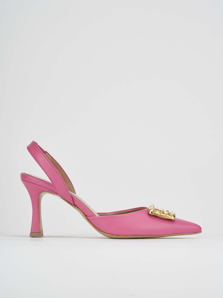 Décolleté e slingback tacco 7cm pelle rosa