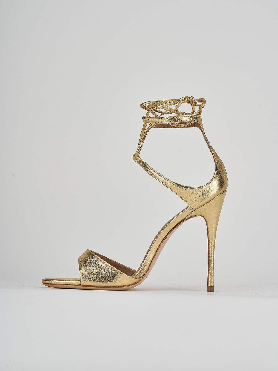 High heel sandals heel 11 cm gold leather