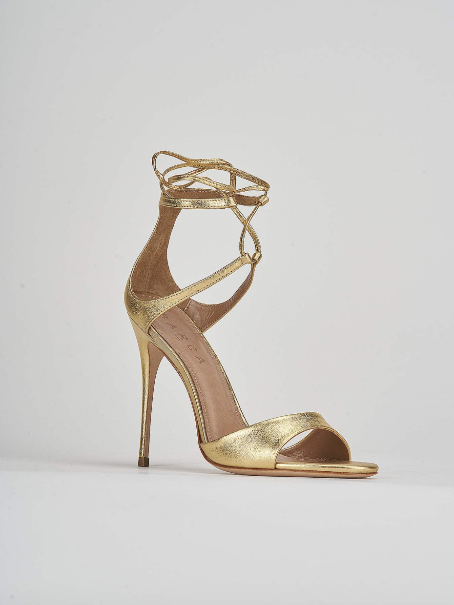 High heel sandals heel 11 cm gold leather