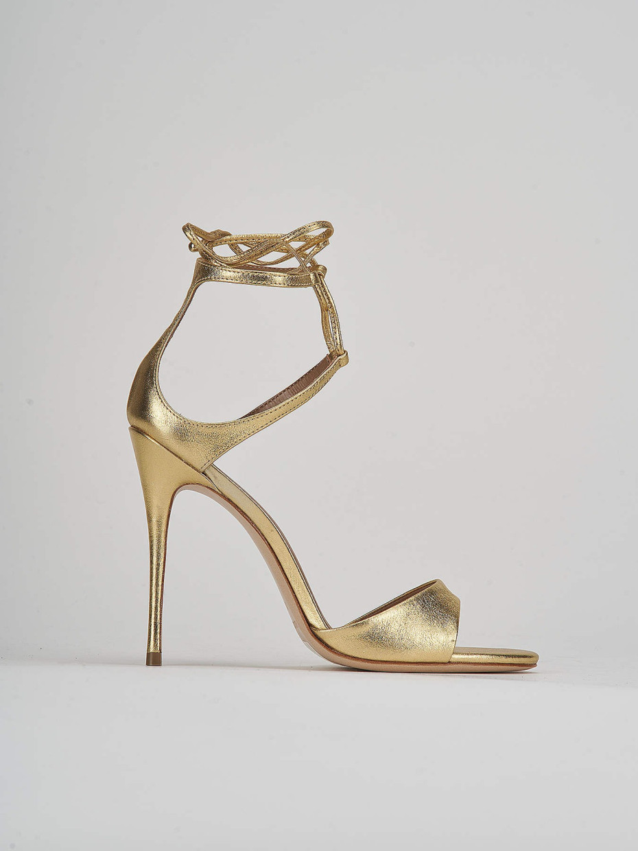 High heel sandals woman heel 11 cm gold leather Barca Stores