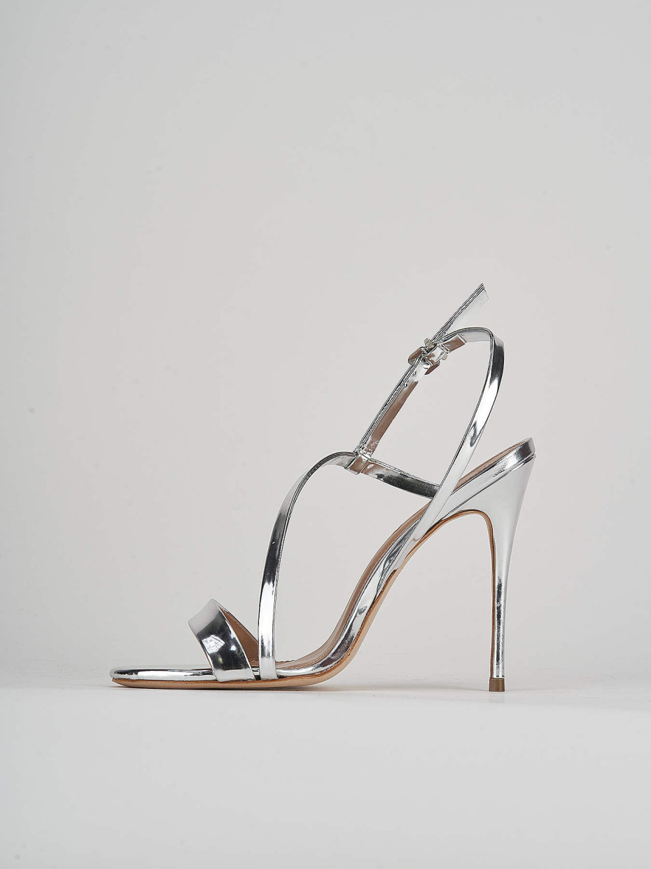 High heel sandals heel 11 cm silver patent