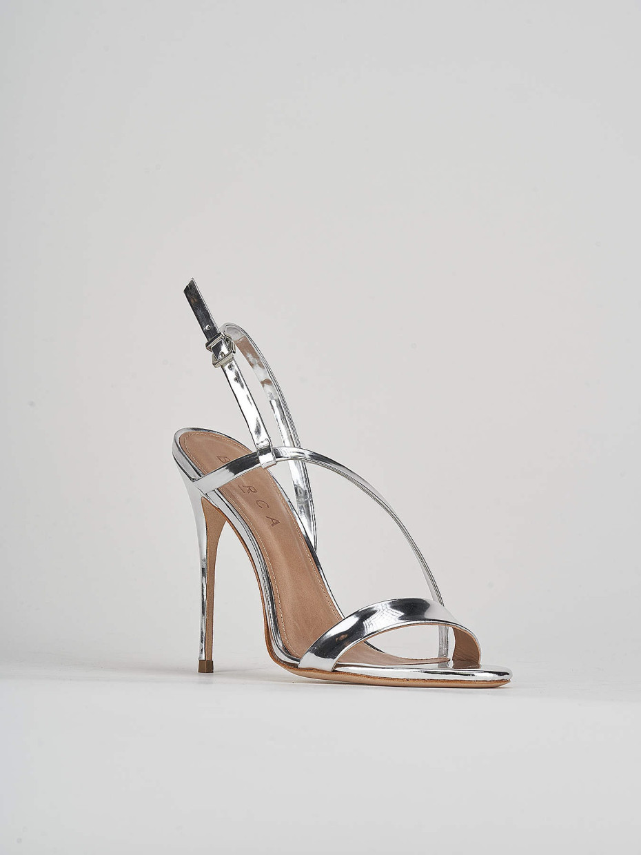 High heel sandals heel 11 cm silver patent
