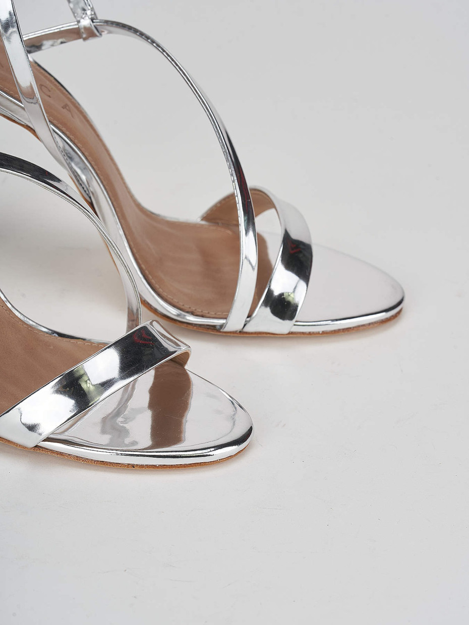 Glamorous silver mirror barely there heeled sandal cheap