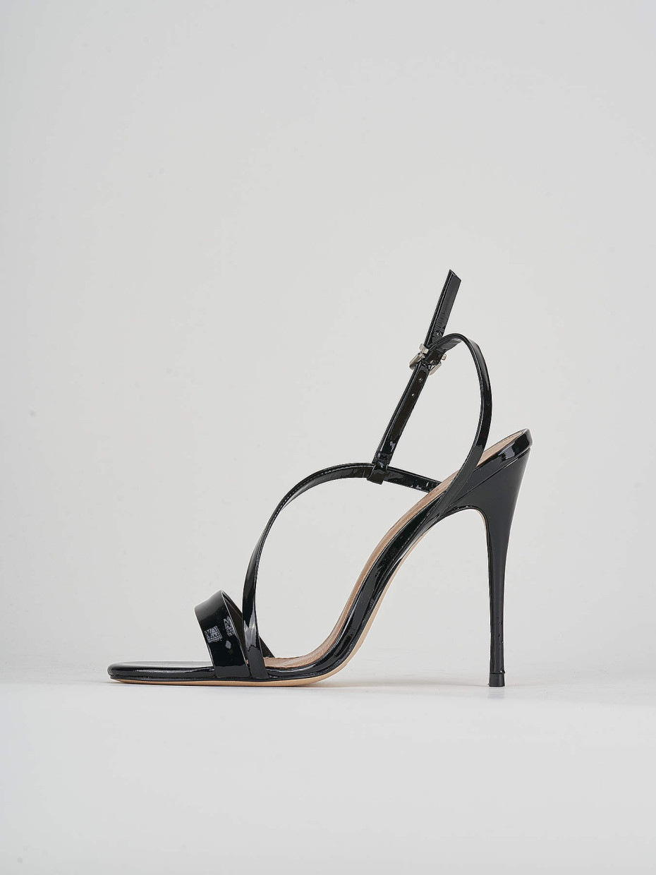 High heel sandals heel 11 cm black patent