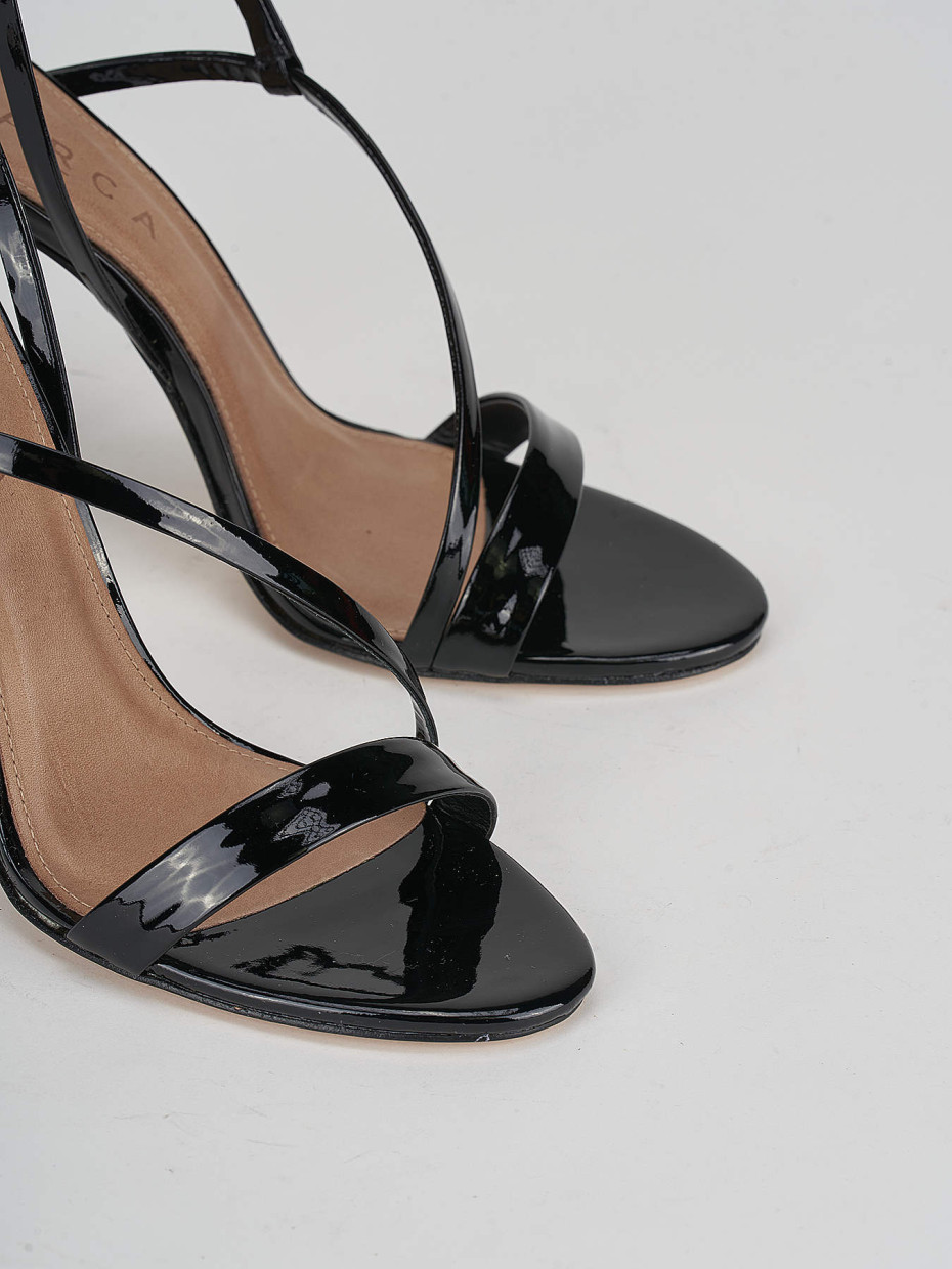 High heel sandals heel 11 cm black patent