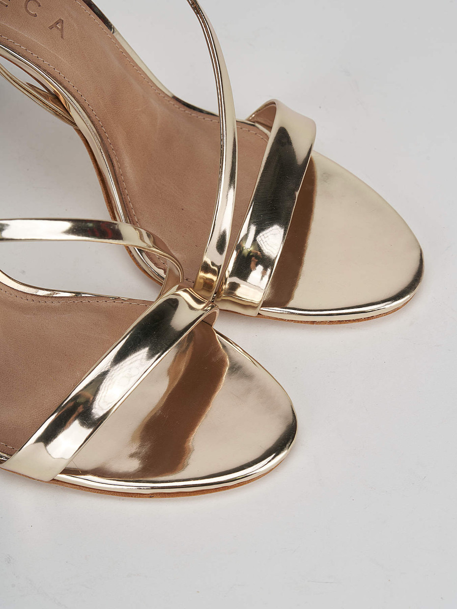 High heel sandals heel 11 cm gold patent