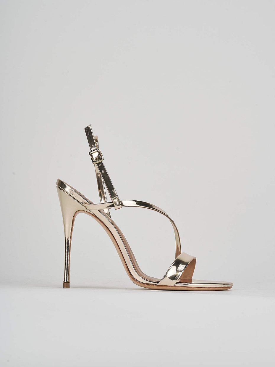 High heel sandals heel 11 cm gold patent