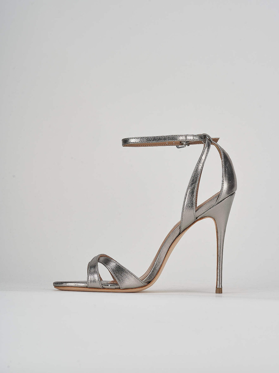 High heel sandals heel 11 cm silver leather