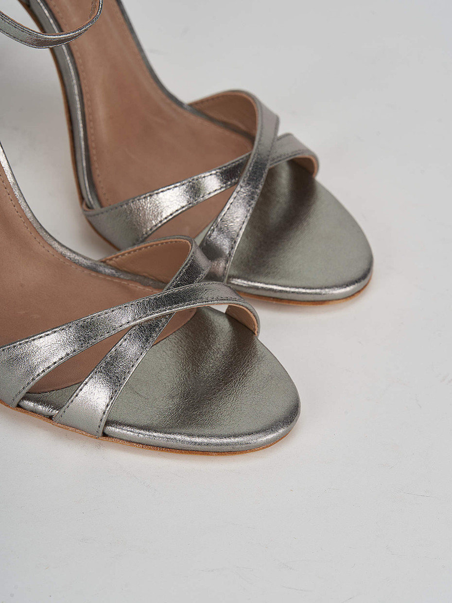 High heel sandals heel 11 cm silver leather