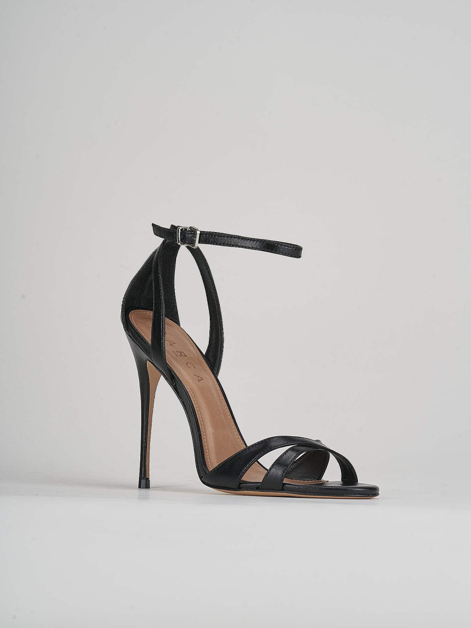 High heel sandals woman heel 11 cm black leather Barca Stores
