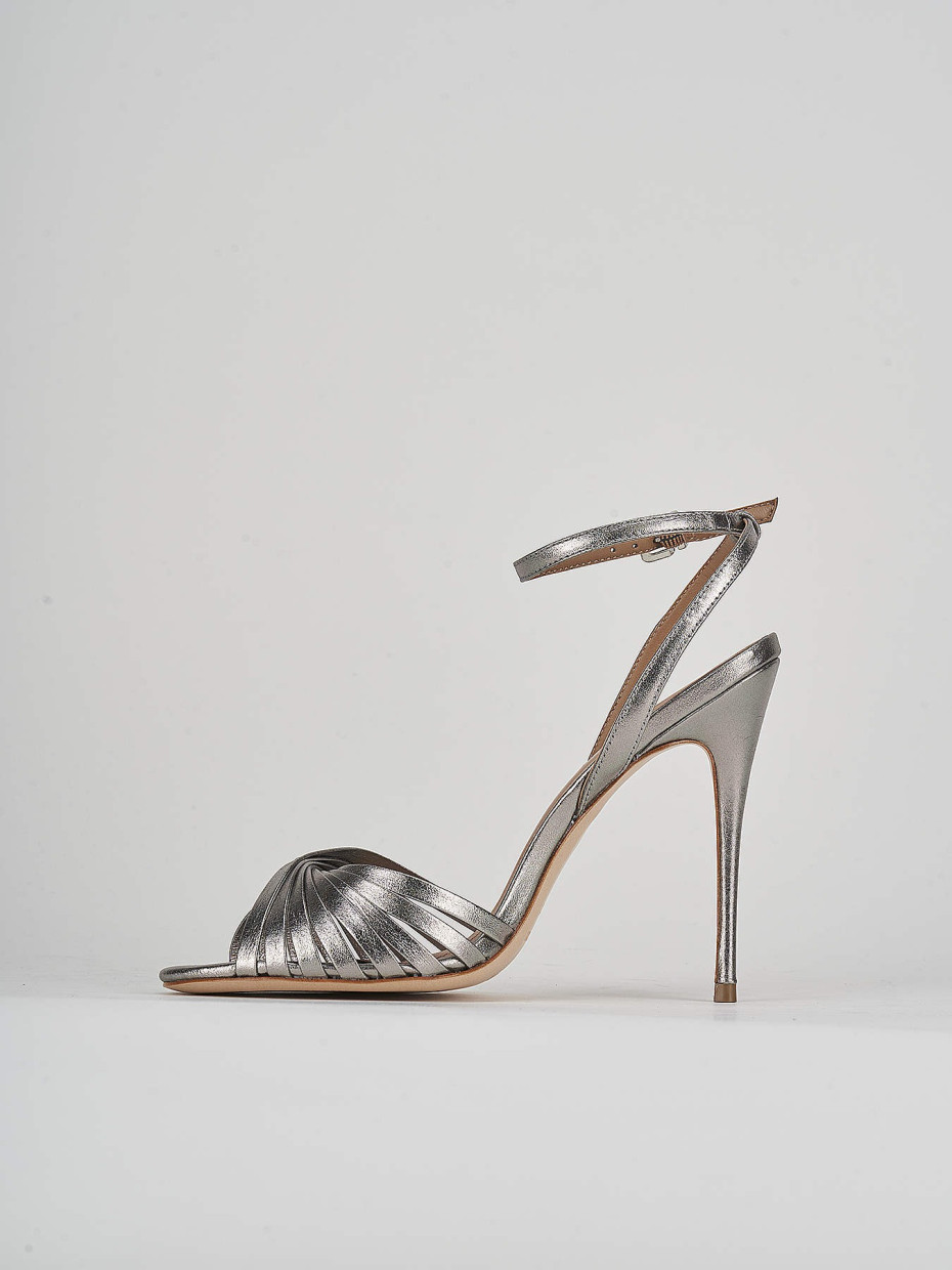 High heel sandals heel 11 cm silver leather