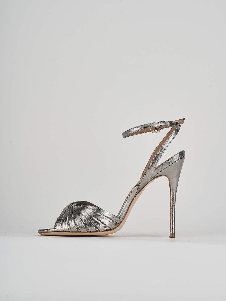 High heel sandals woman heel 11 cm silver leather Barca Stores