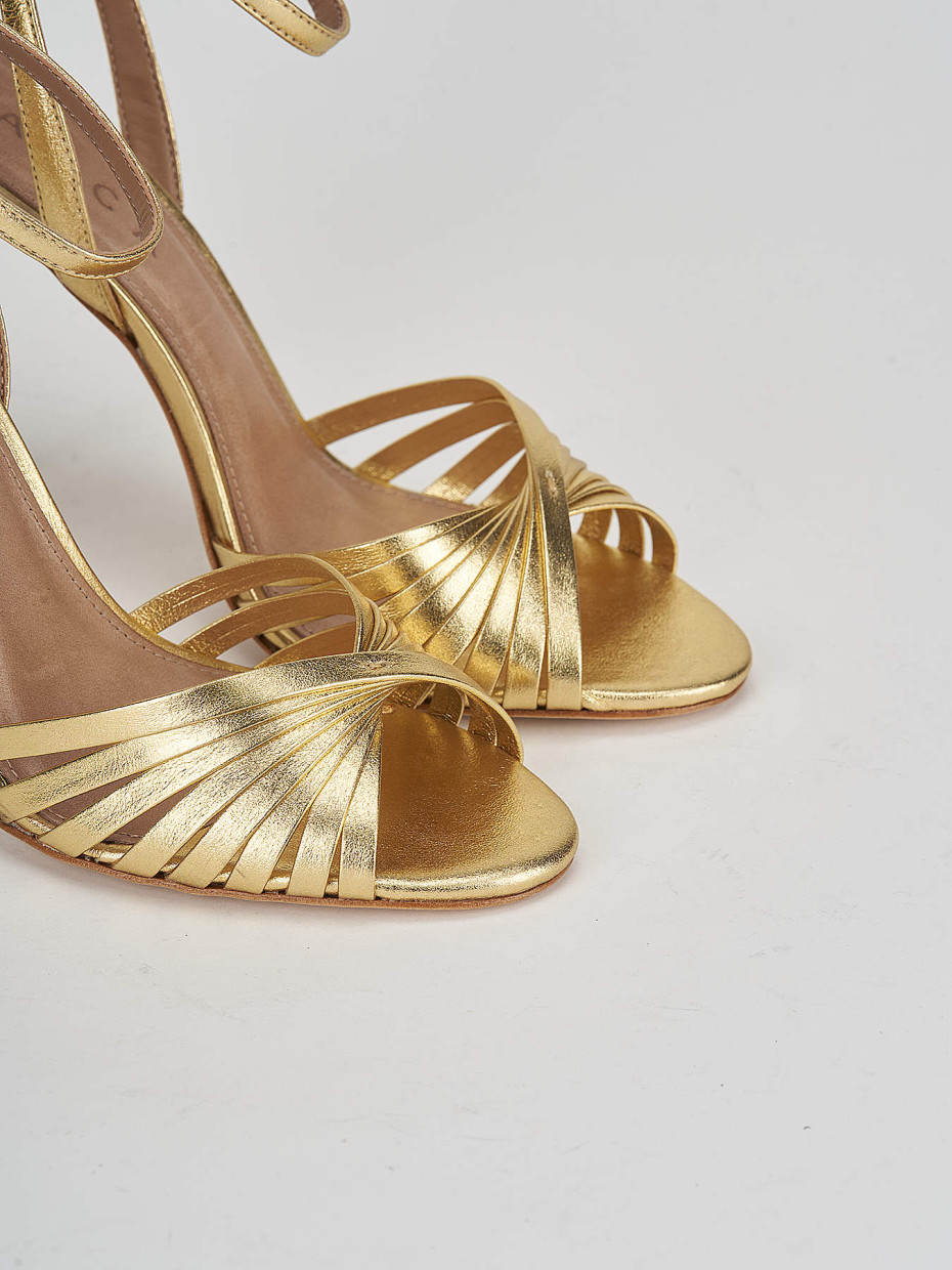 High heel sandals heel 11 cm gold leather