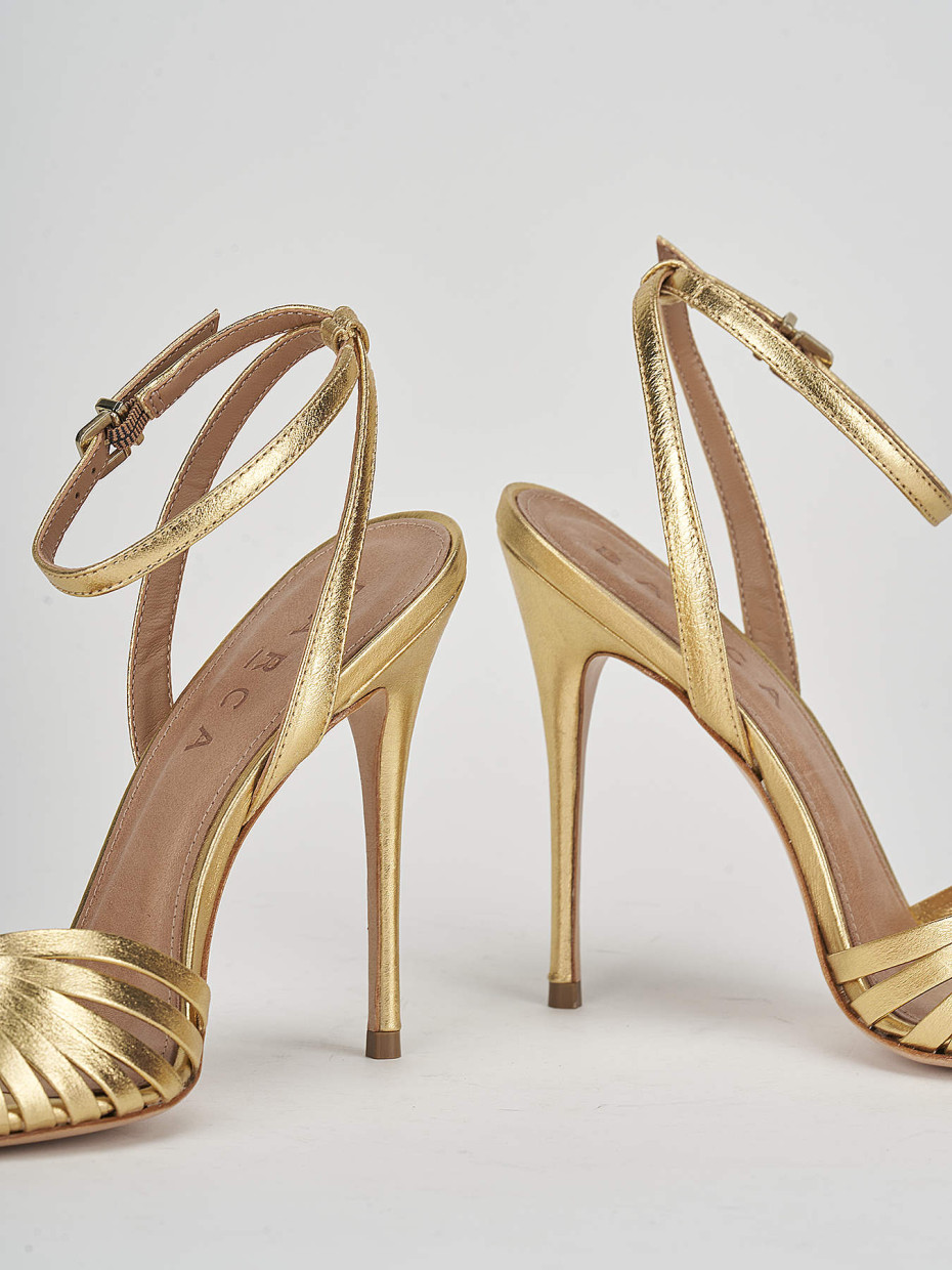 High heel sandals heel 11 cm gold leather