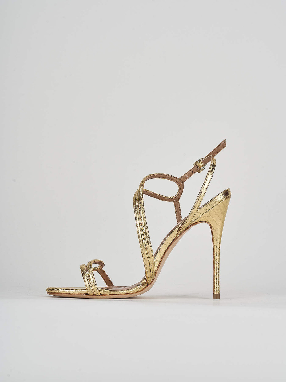 High heel sandals heel 11 cm gold leather