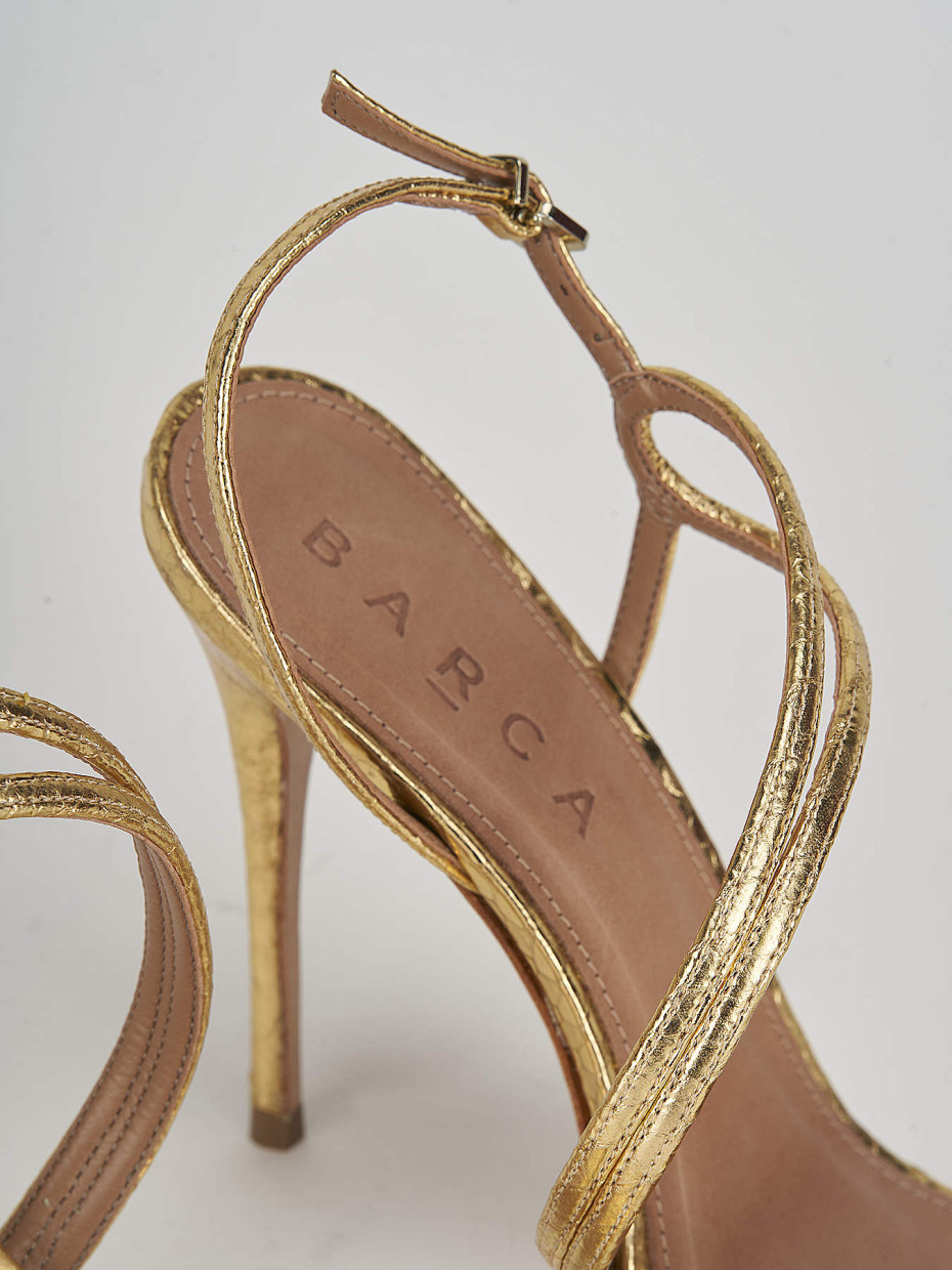 High heel sandals woman heel 11 cm gold leather Barca Stores
