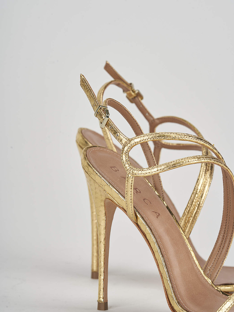 High heel sandals woman heel 11 cm gold leather | Barca Stores