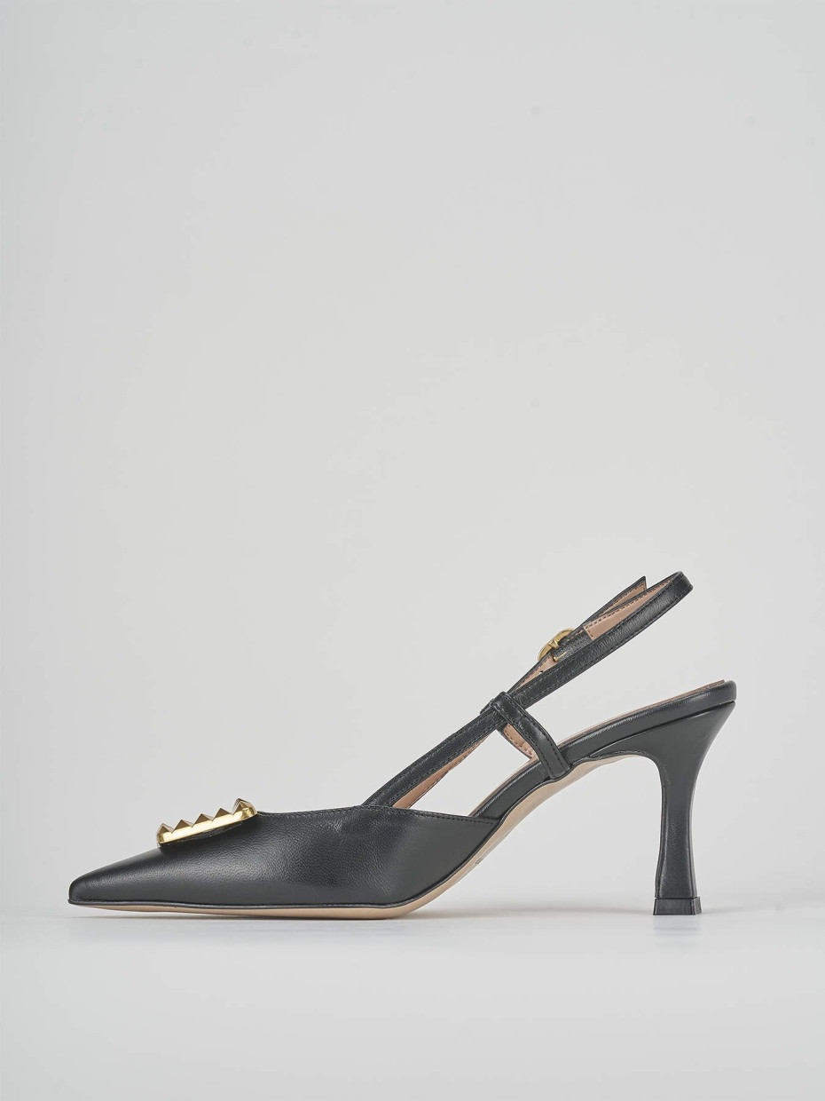 Décolleté e slingback tacco 8cm pelle nero