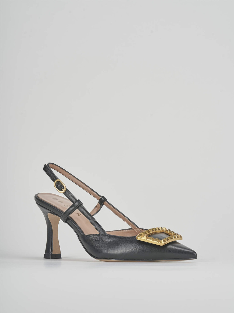 Décolleté e slingback tacco 8cm pelle nero