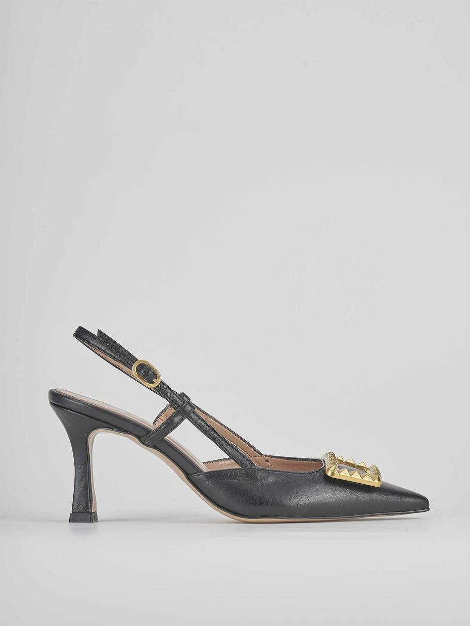 Décolleté e slingback tacco 8cm pelle nero