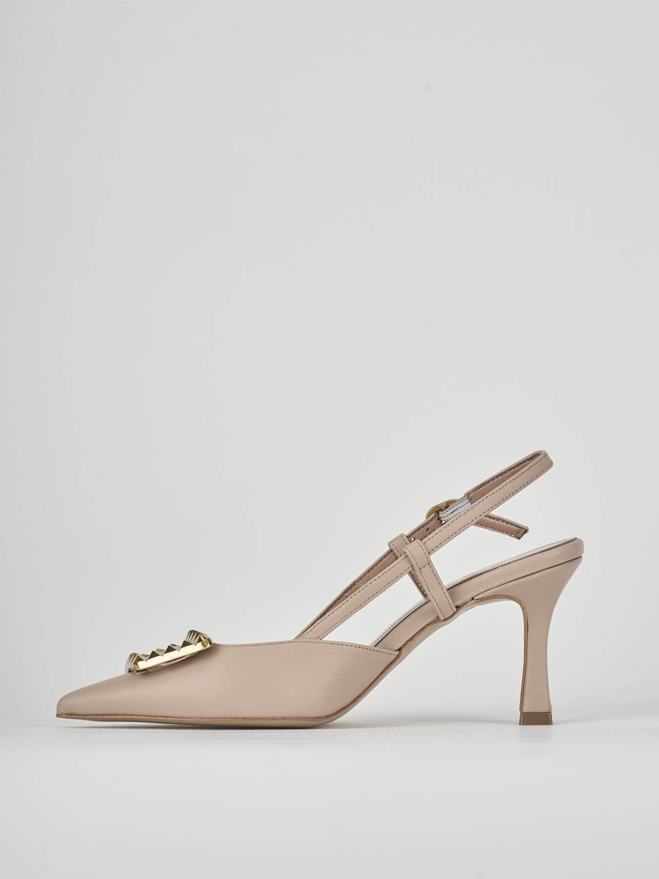 Décolleté e slingback tacco 8cm pelle rosa