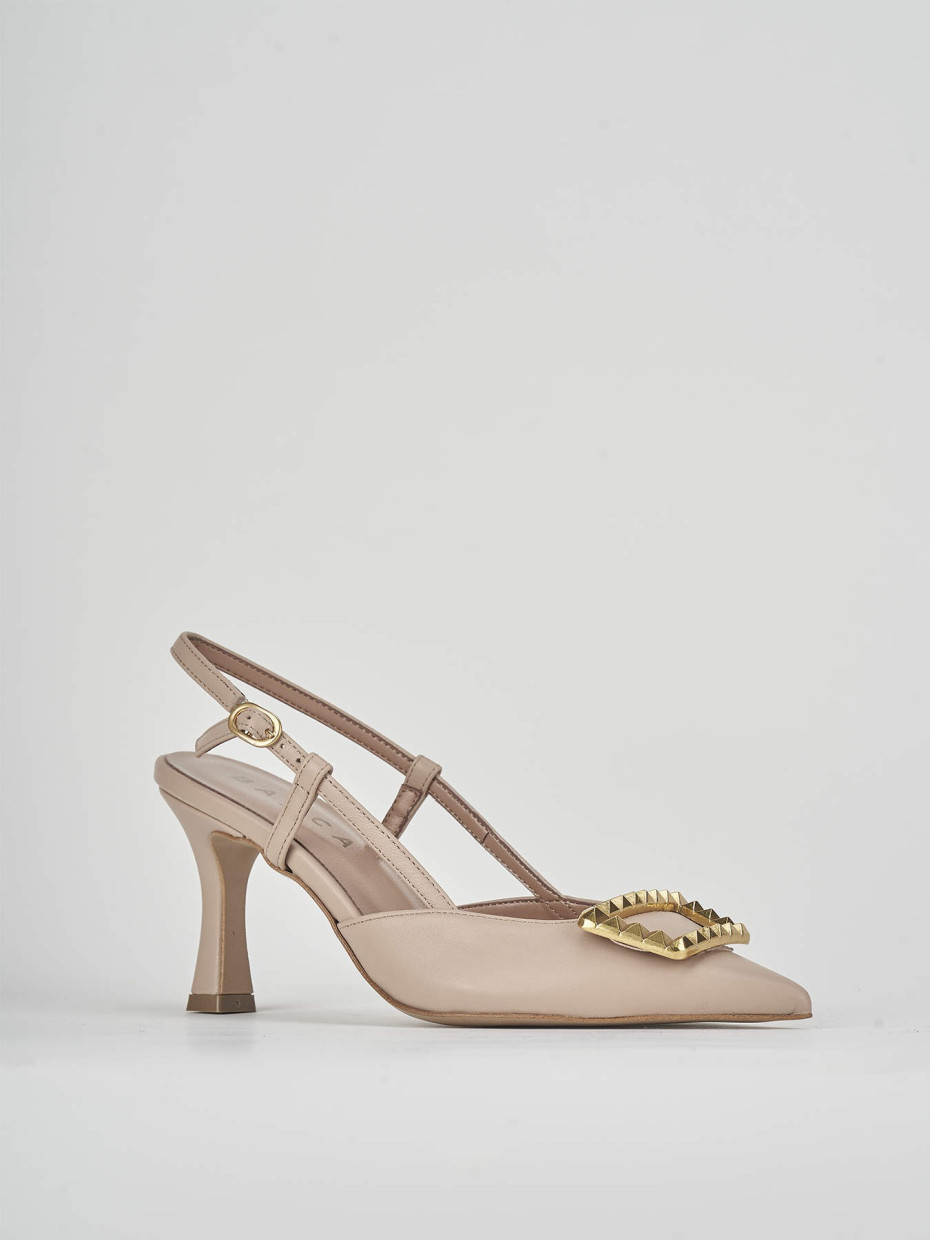 Décolleté e slingback tacco 8cm pelle rosa