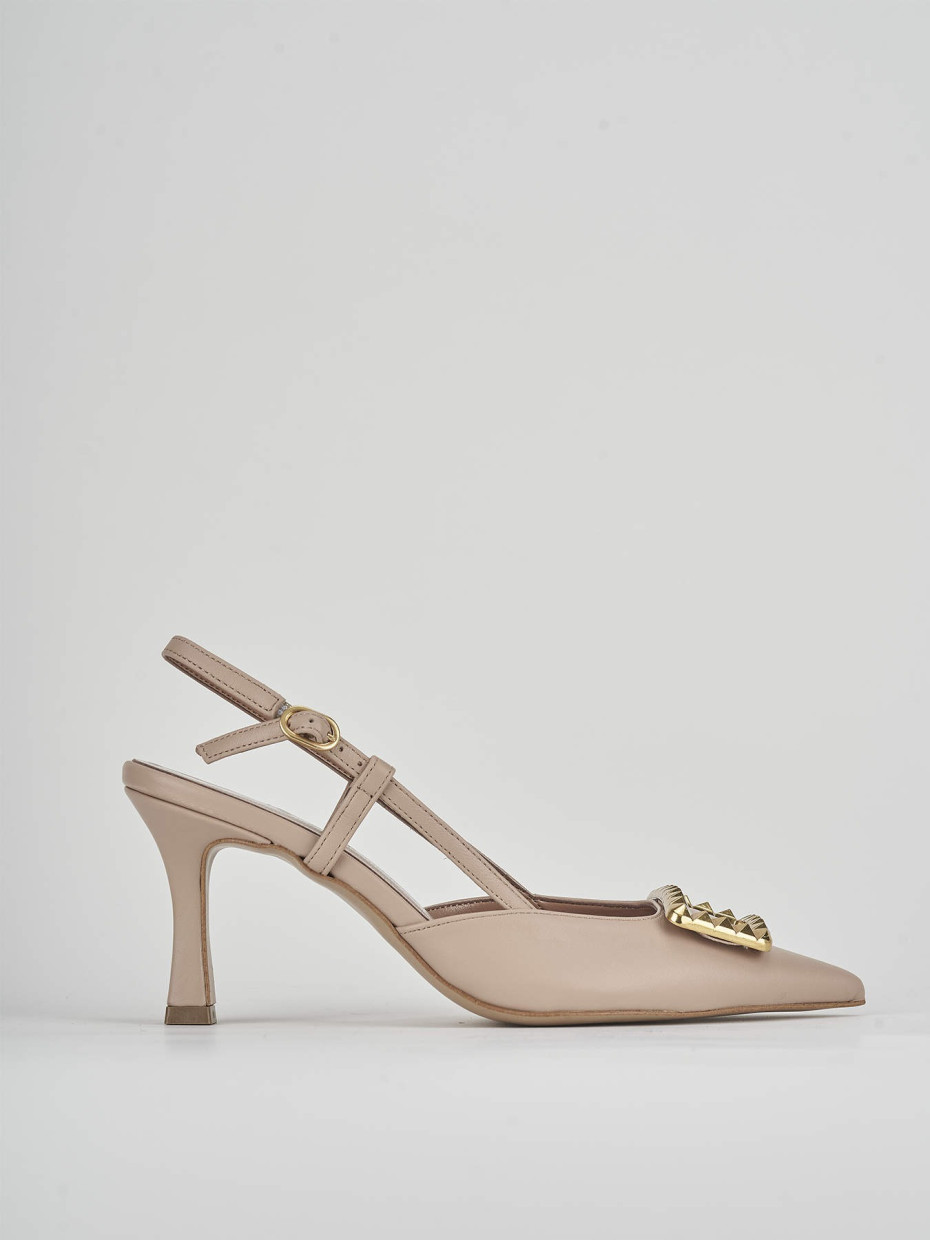 Décolleté e slingback tacco 8cm pelle rosa