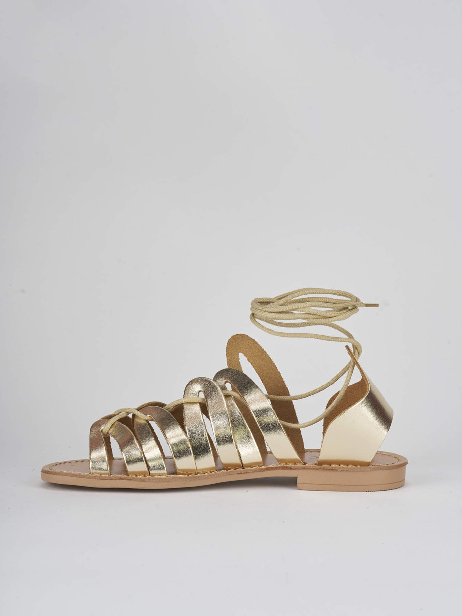 Low heel sandals heel 1 cm gold laminated