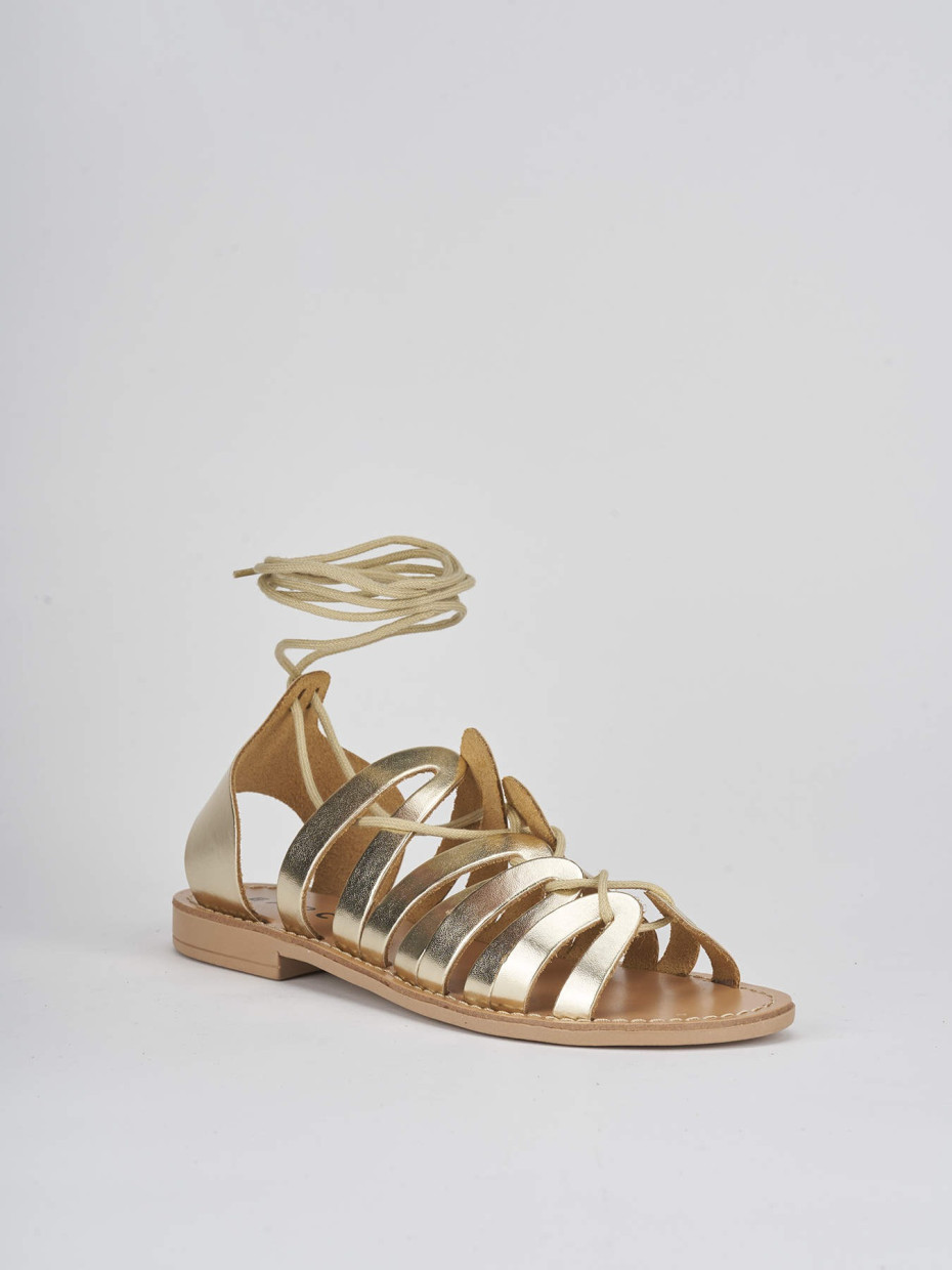 Low heel sandals heel 1 cm gold laminated
