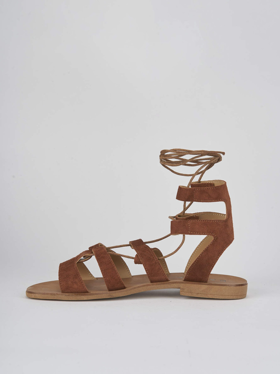 Low heel sandals heel 1 cm brown suede