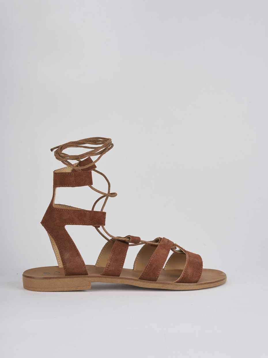 Low heel sandals heel 1 cm brown suede
