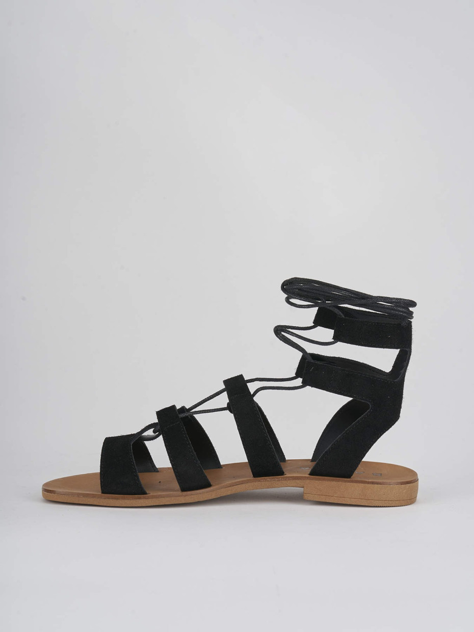 Low heel sandals heel 1 cm black suede