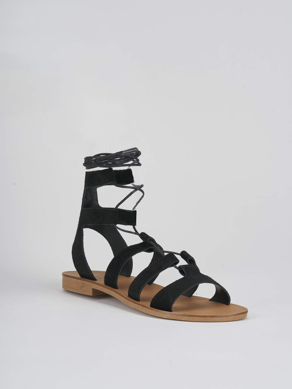 Low heel sandals heel 1 cm black suede