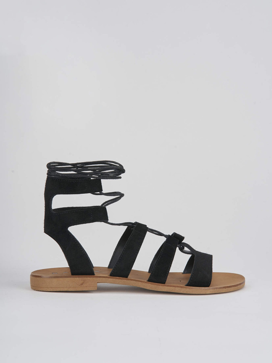 Low heel sandals heel 1 cm black suede