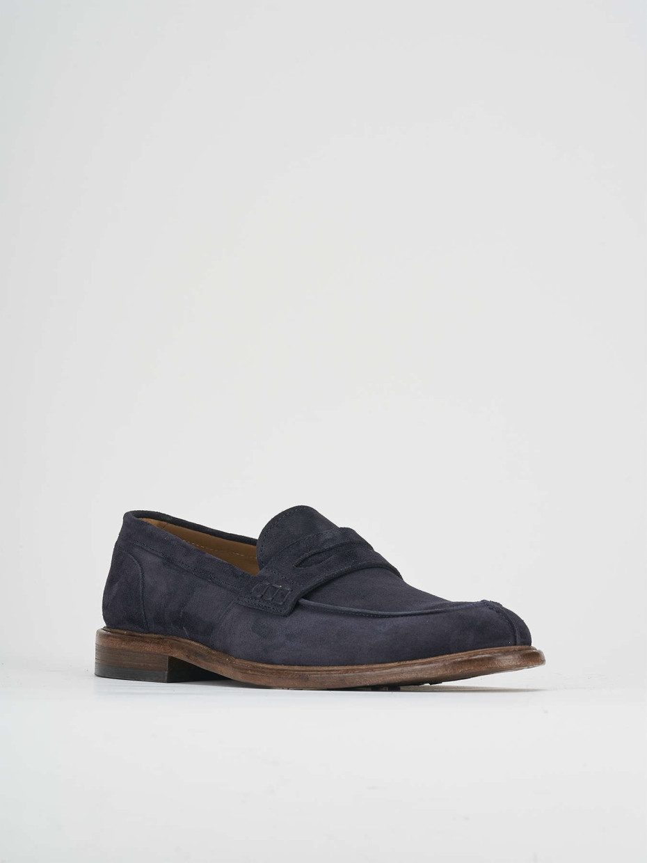 Loafers heel 1 cm blu suede