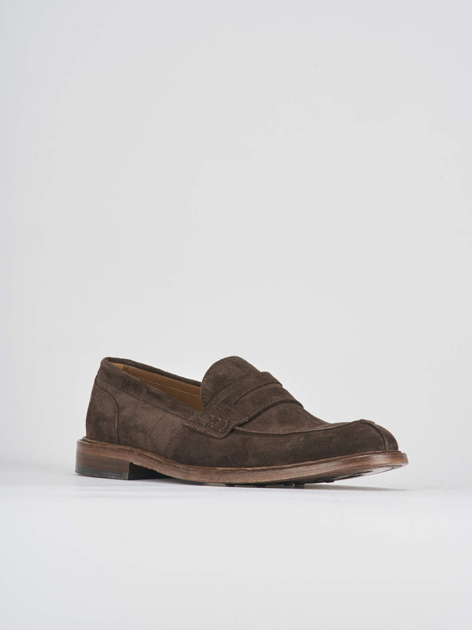 Loafers heel 1 cm dark brown suede