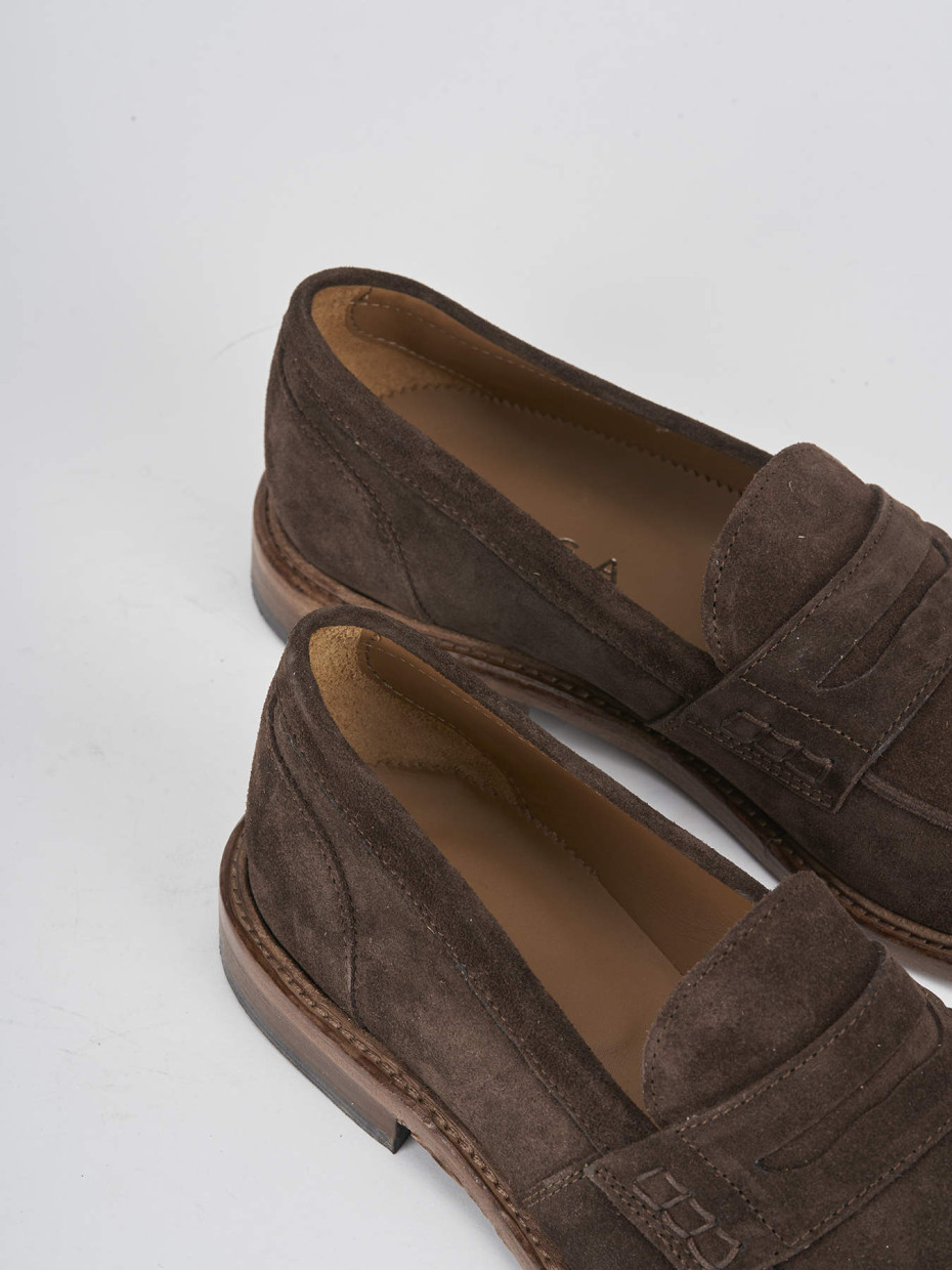 Loafers heel 1 cm dark brown suede