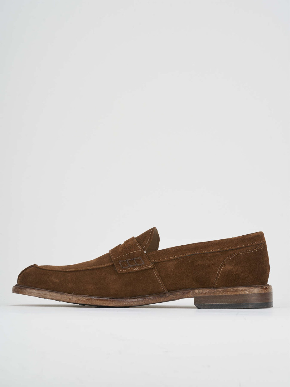 Loafers heel 1 cm brown suede