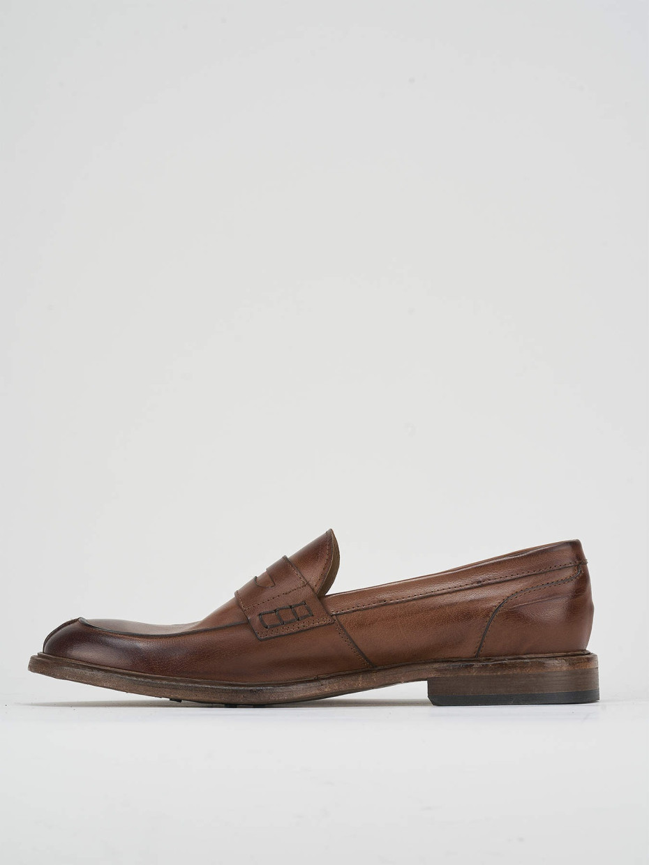 Loafers heel 1 cm brown leather