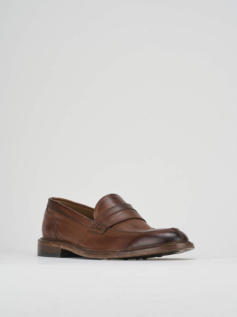 Loafers heel 1 cm brown leather