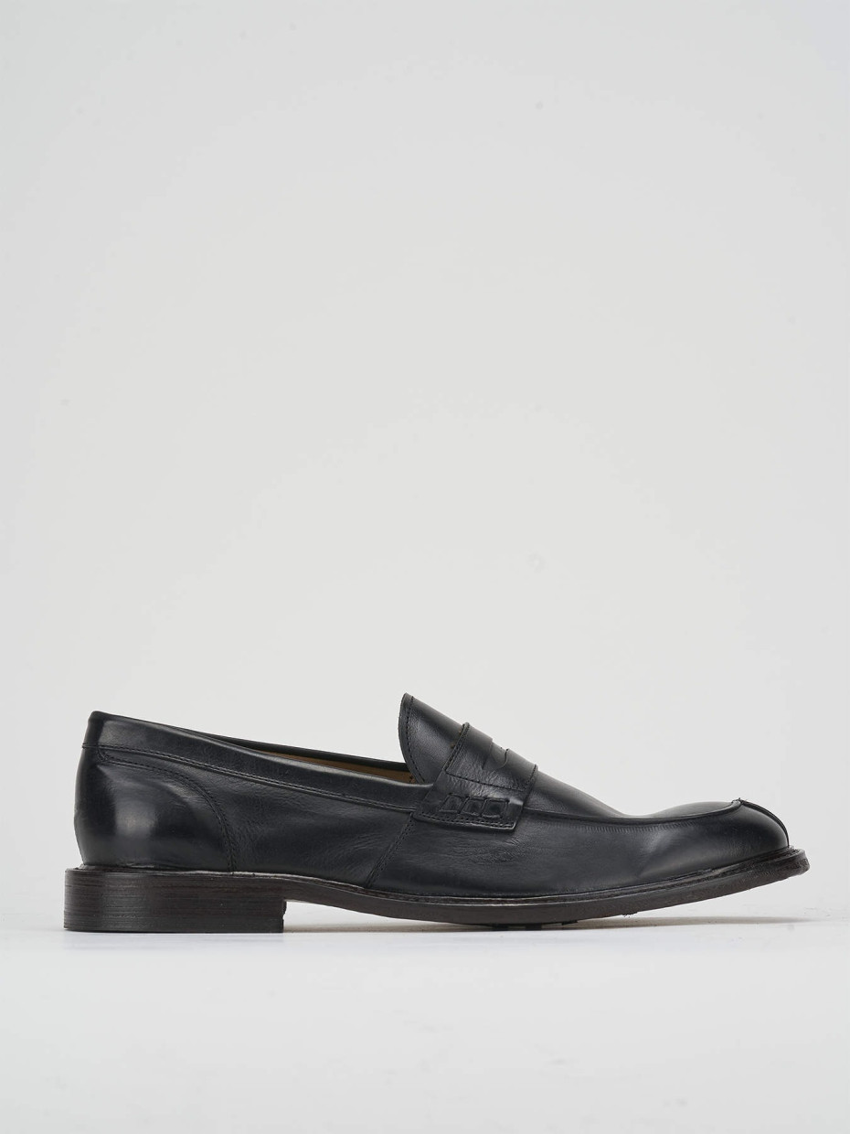 Loafers heel 1 cm black leather