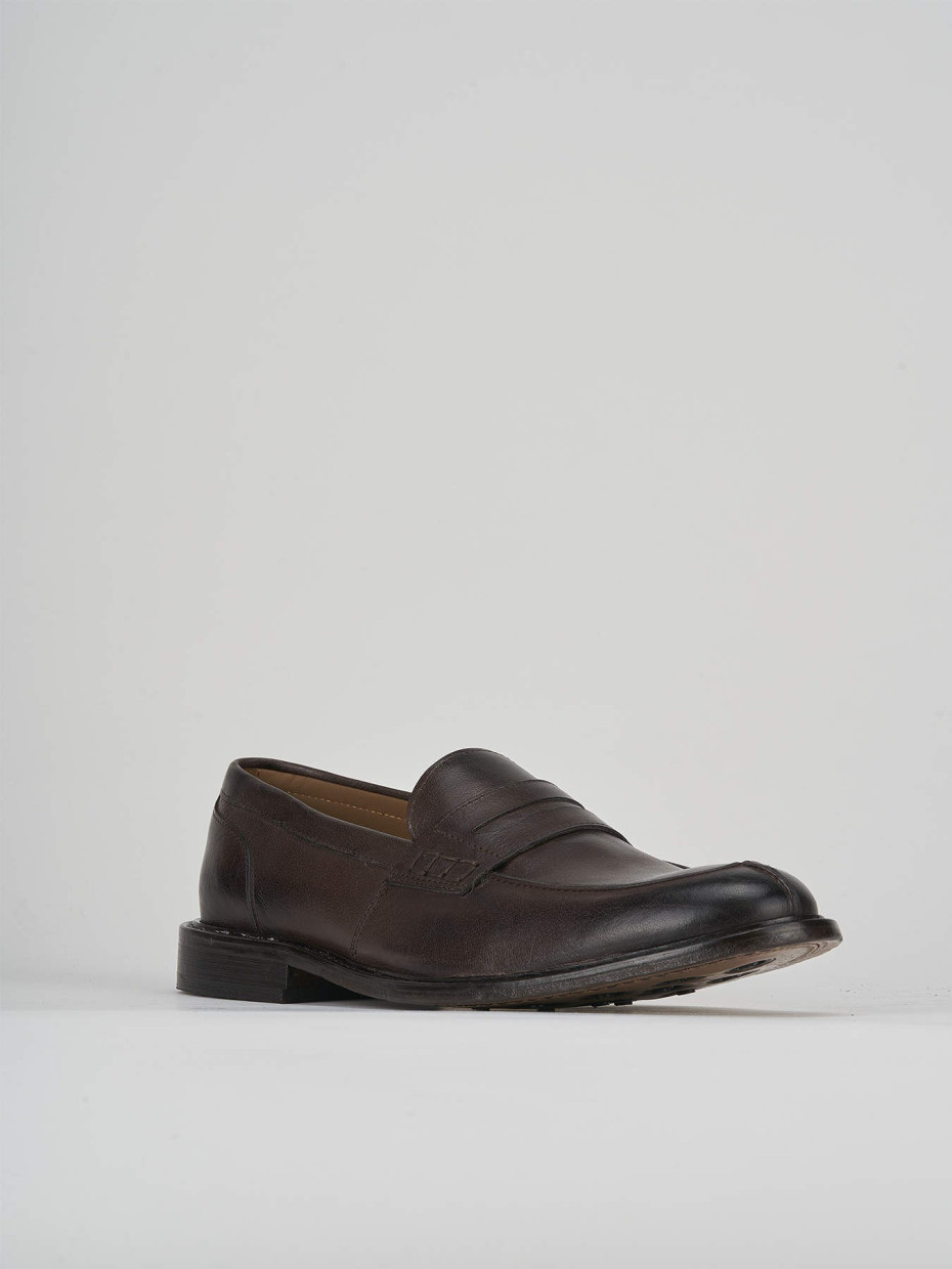 Loafers heel 2 cm dark brown leather