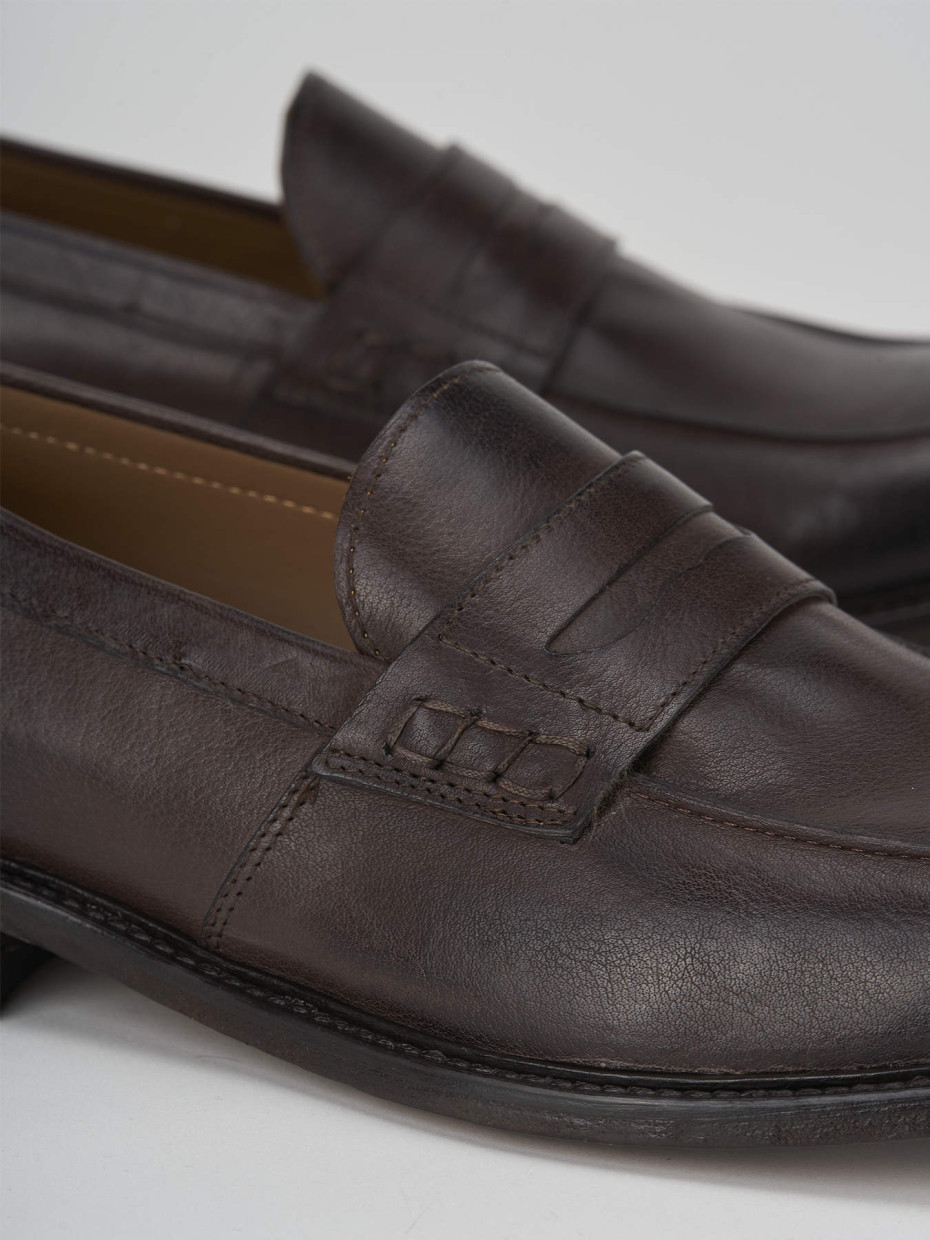 Loafers heel 2 cm dark brown leather