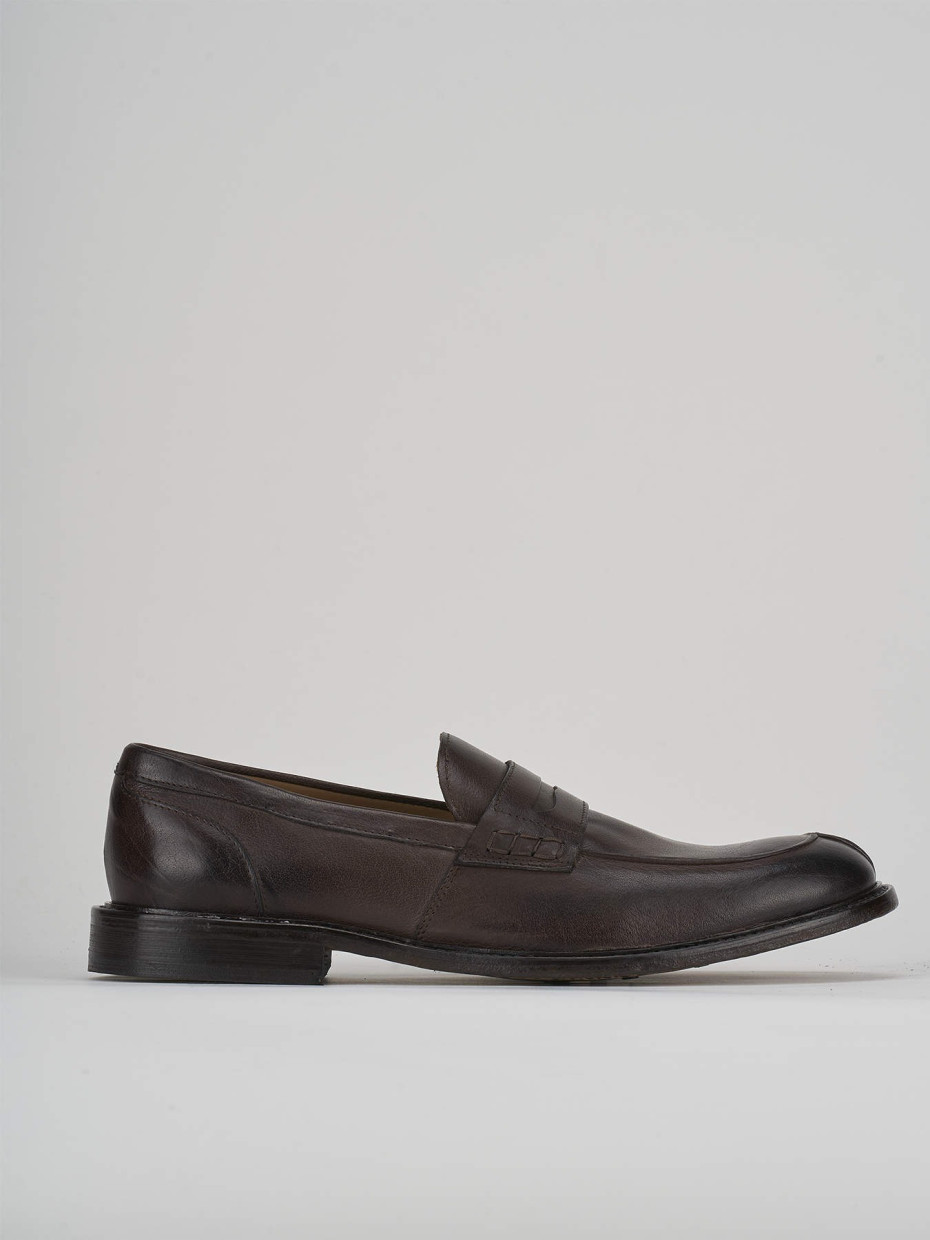 Loafers heel 2 cm dark brown leather