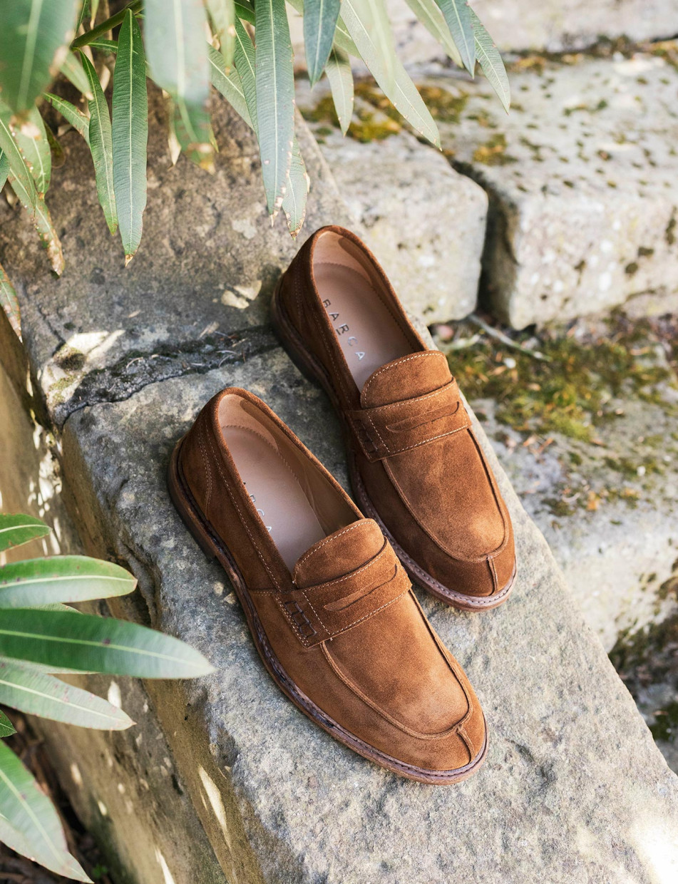 Loafers heel 1 cm brown suede