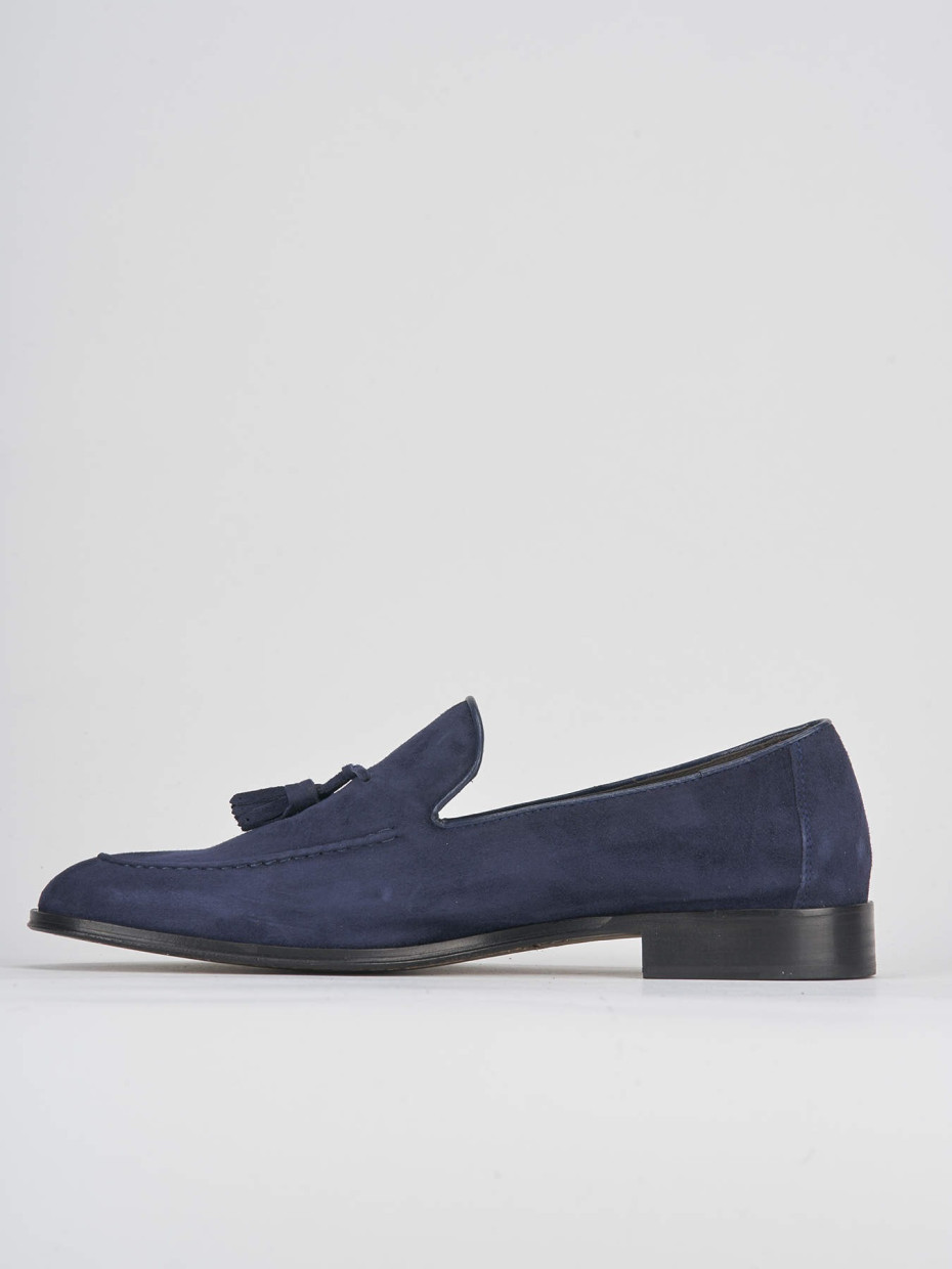 Loafers heel 2 cm blu suede