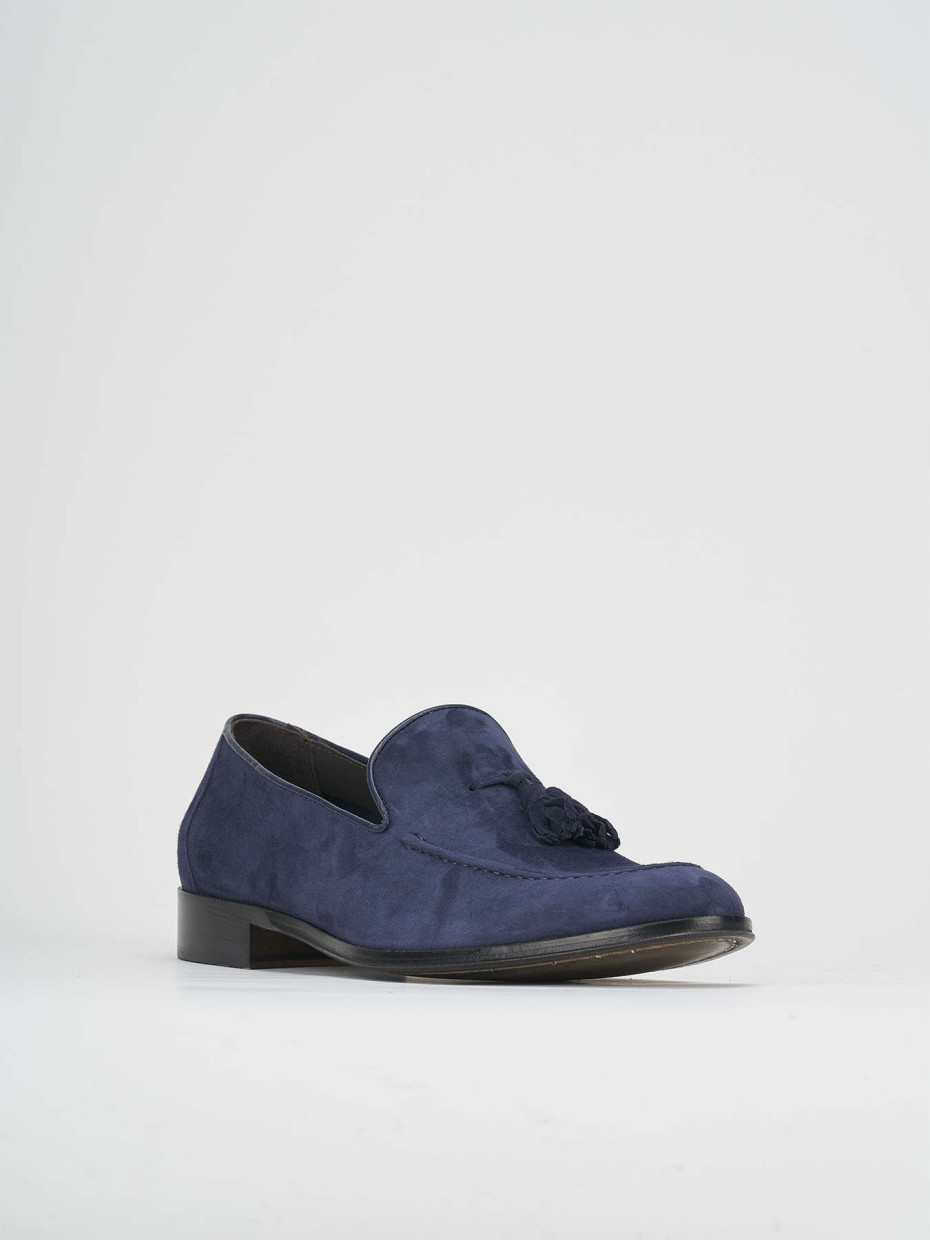 Loafers heel 2 cm blu suede