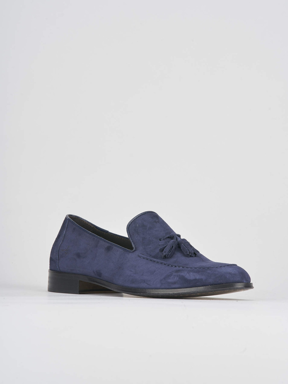 Loafers heel 2 cm blu suede